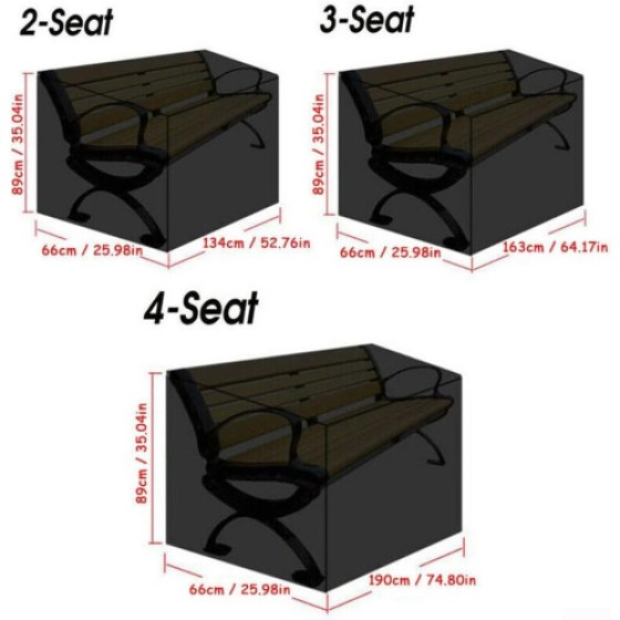 2Seater Bench Cover AntiUV Coating Protective Cover (190x66x89cm)